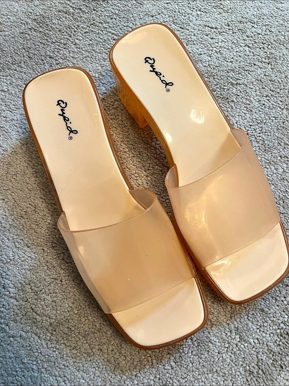 Cupid Platform Mules in Orange & Pink US 7